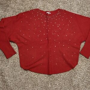 VILA Red Sweater with Silver Embellishments
